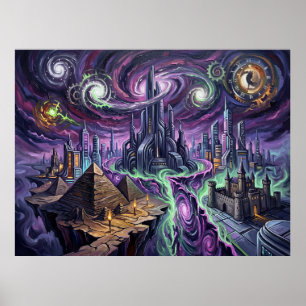 Chronopolis Starry Night Marvel Landscape Poster
