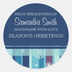 Chrsitmas From the Kitchen of Sticker Blue Stripes