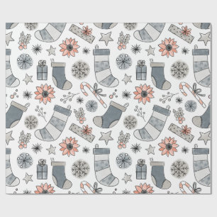 Chrsitmas Stocking Candy Canes Holiday Wrapping Paper