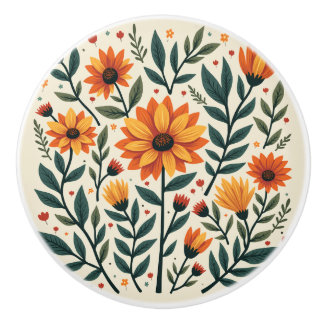 chrysanthemu ceramic knob