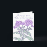 Chrysanthemum 35th sister in law birthday card<br><div class="desc">Personalise this card for a extra special touch. Chrysanthemum flowers purple birthday card,  sister in law 35th card. Or change text you suit your personal needs. Artwork is adapted from an original drawing by Sarah Trett. www.sarahtrett.com</div>
