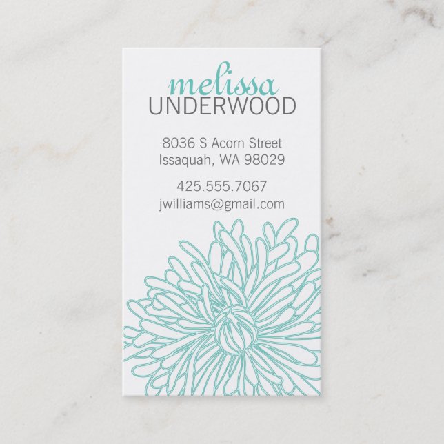 Chrysanthemum Blossom Calling Card (Front)