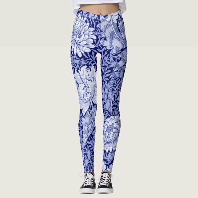 Chrysanthemum Blue, William Morris Leggings (Front)