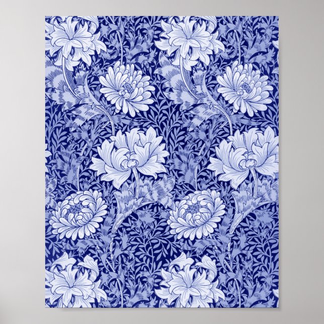Chrysanthemum Blue, William Morris Poster (Front)