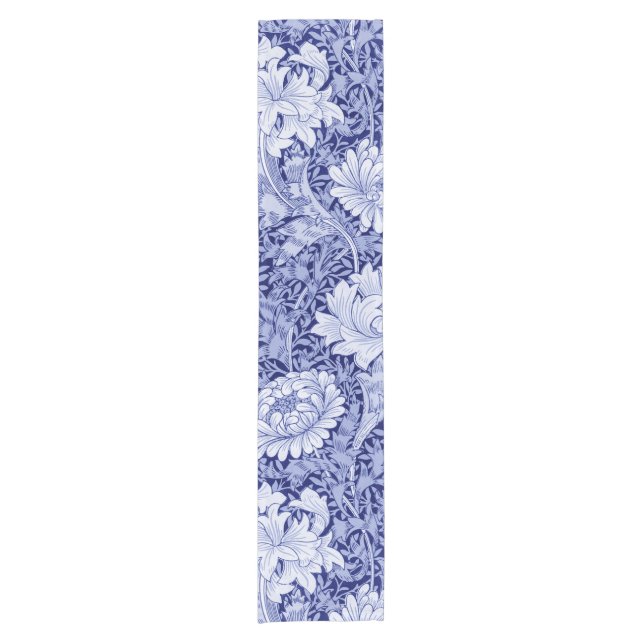 Chrysanthemum Blue, William Morris Short Table Runner (Front)