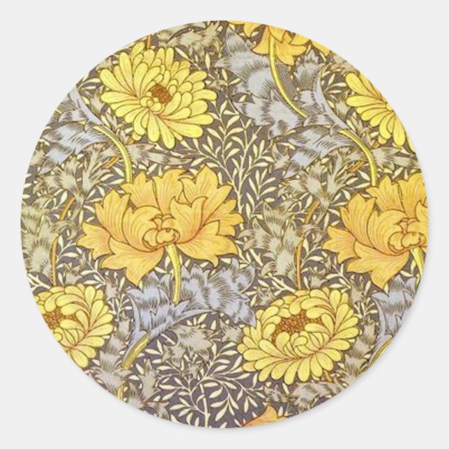 chrysanthemum by William Morris Classic Round Sticker (Front)