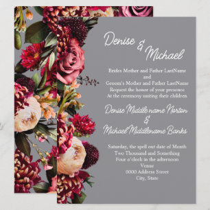 Chrysanthemum Chiselled Stone Couloured Invitation