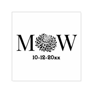 Chrysanthemum Couple Wedding 2 Initial Dt Monogram Self-inking Stamp