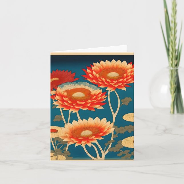 Chrysanthemum D Study in Japanese Style Holiday Card (Front)