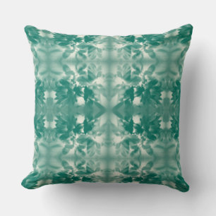 Chrysanthemum Digital Geometric Design - Aqua Cushion