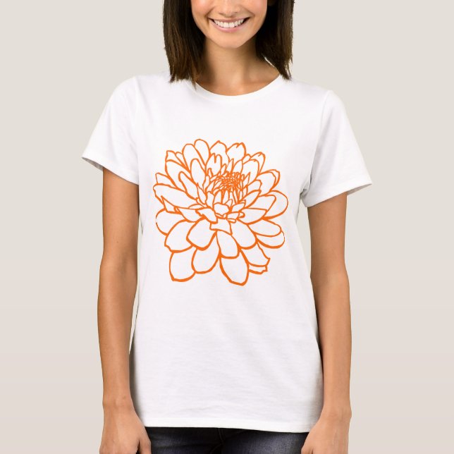 Chrysanthemum Drawing - Orange T-Shirt (Front)