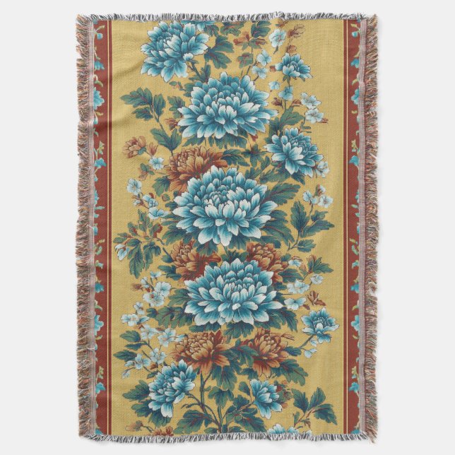 Chrysanthemum Elegy Throw Blanket (Front Vertical)