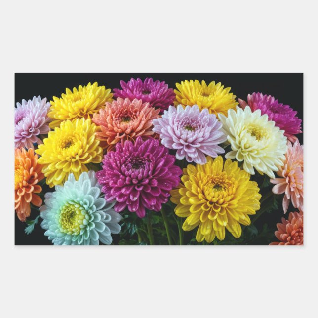 Chrysanthemum Flower Colourful Blossom Decoration  Rectangular Sticker (Front)