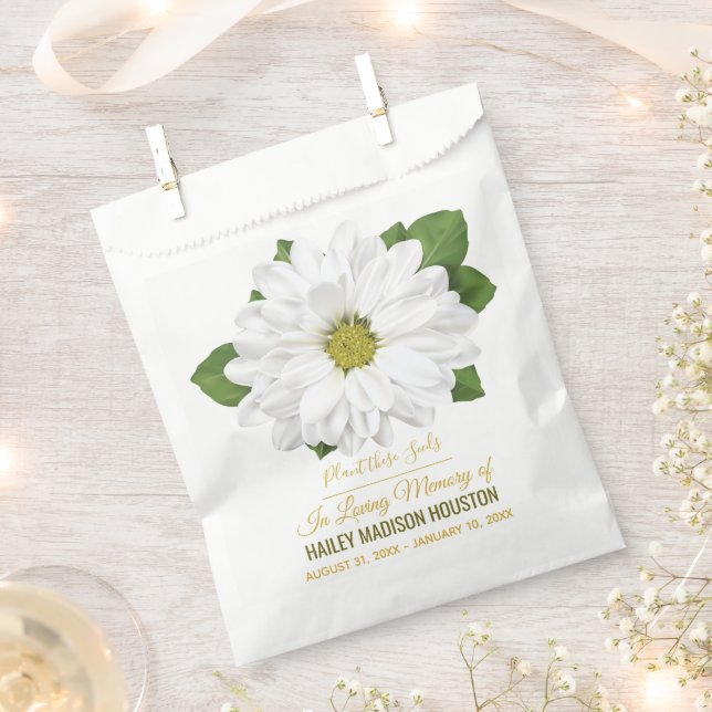 Chrysanthemum Flower Funeral Memorial Favour Bags (Clipped)