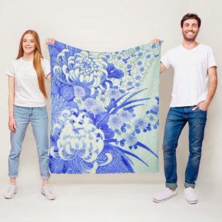 Chrysanthemum Flower, Japanese Design Fleece Blanket