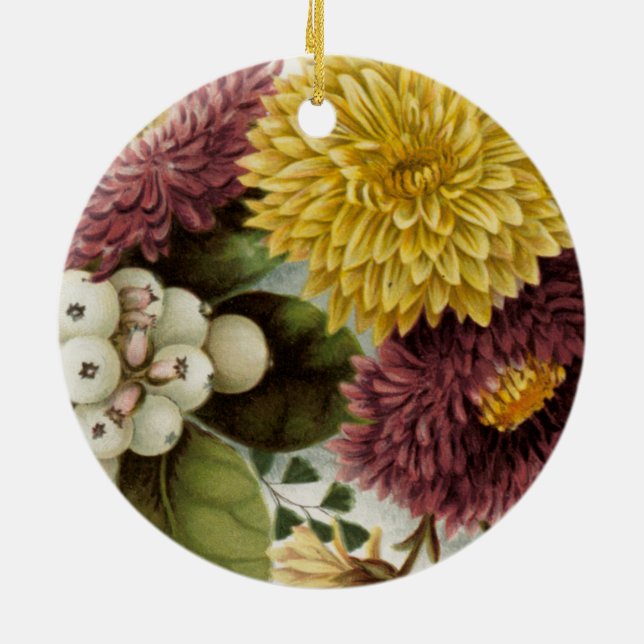 Chrysanthemum Flower Mum Floral Ceramic Tree Decoration (Back)