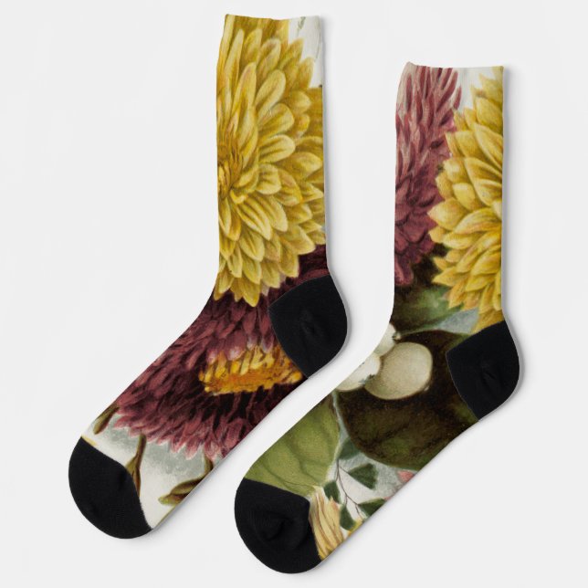 Chrysanthemum Flower Mum Floral Socks (Left)