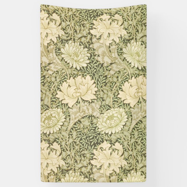 Chrysanthemum Flower Pattern (by William Morris) Banner (Vertical)