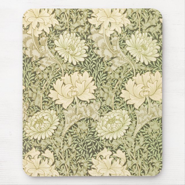 Chrysanthemum Flower Pattern (by William Morris) Mouse Pad (Front)