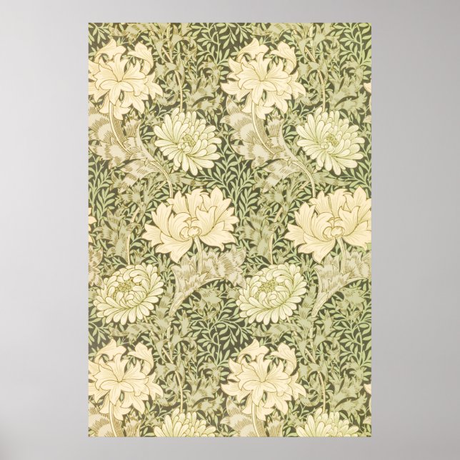 Chrysanthemum Flower Pattern (by William Morris) Poster (Front)