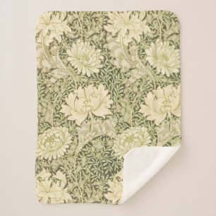 Chrysanthemum Flower Pattern (by William Morris) Sherpa Blanket