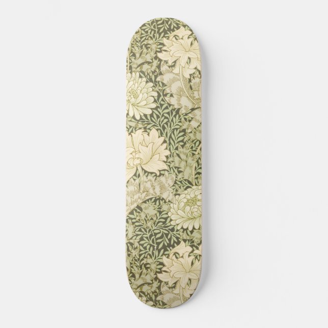 Chrysanthemum Flower Pattern (by William Morris) Skateboard (Front)
