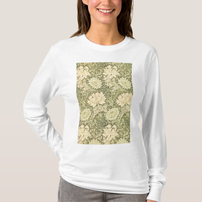 Chrysanthemum Flower Pattern (by William Morris) T-Shirt (Front)