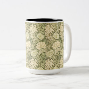 Chrysanthemum Flower Pattern (by William Morris) Two-Tone Coffee Mug