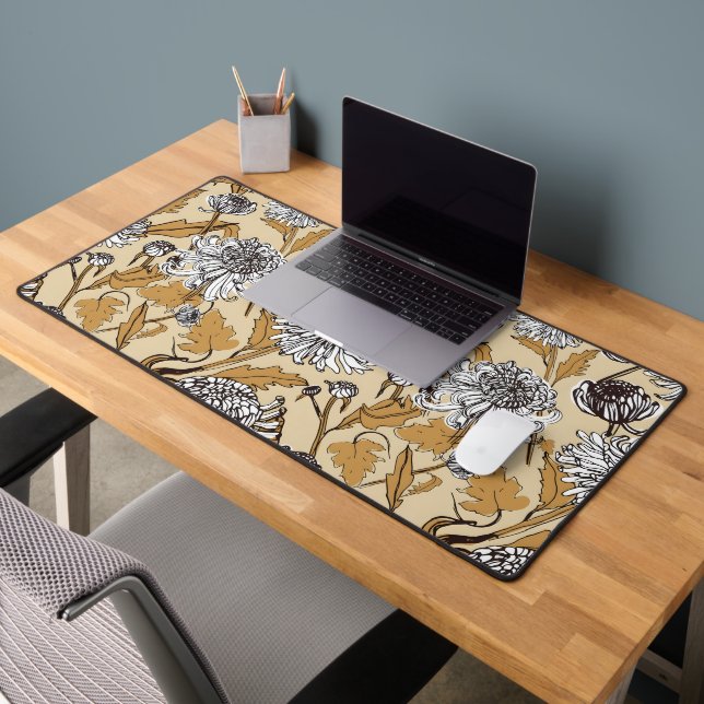 Chrysanthemum Flower Seamless Pattern Desk Mat (Office 2)