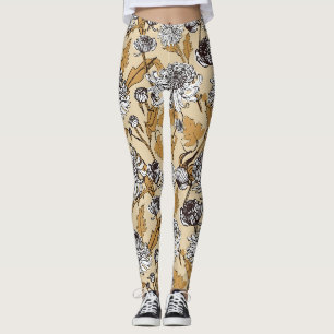 Chrysanthemum Flower Seamless Pattern Leggings