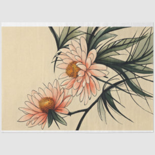 Chrysanthemum Flower Sumi-e Japanese ink drawing Tissue Paper