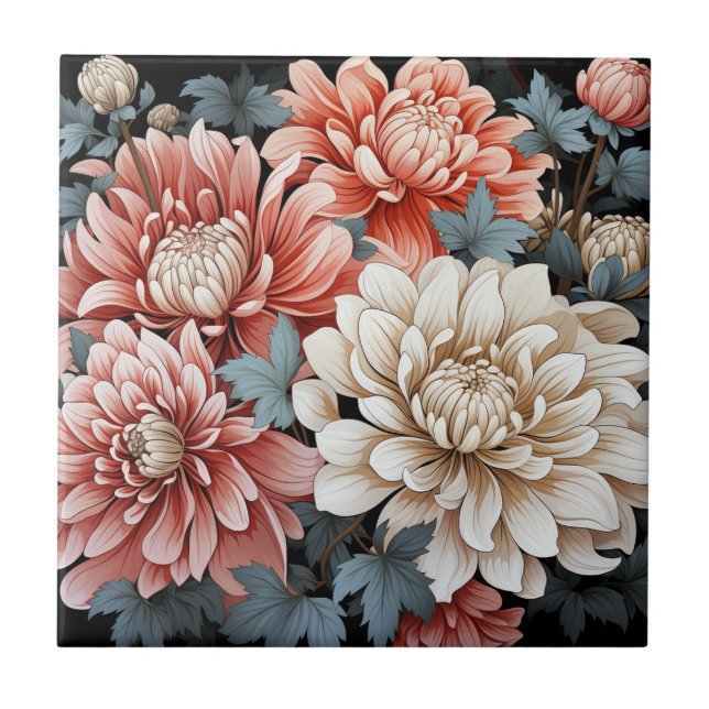 Chrysanthemum Flower Tile (Front)