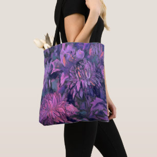 Chrysanthemum Flowers Abstract Floral Art Violet  Tote Bag