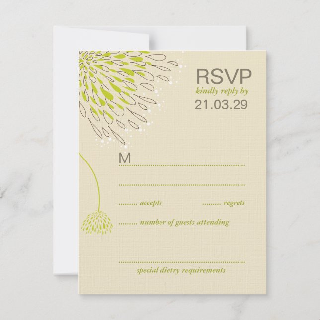 Chrysanthemum Flowers Floral Elegant Wedding RSVP (Back)