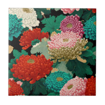 Chrysanthemum Flowers Vintage Floral Patttern