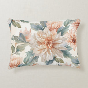 Chrysanthemum Flowers Watercolor Botanical Pattern Decorative Cushion