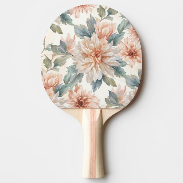 Chrysanthemum Flowers Watercolor Botanical Pattern Ping Pong Paddle (Front)