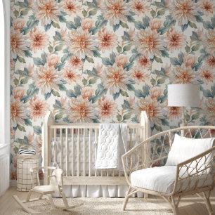 Chrysanthemum Flowers Watercolor Botanical Pattern Wallpaper
