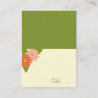 Chrysanthemum Folded Place Card - Pink/Yellow