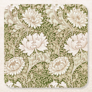 Chrysanthemum Gold, William Morris Square Paper Coaster