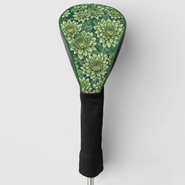 Chrysanthemum green flower pattern golf head cover (Front)
