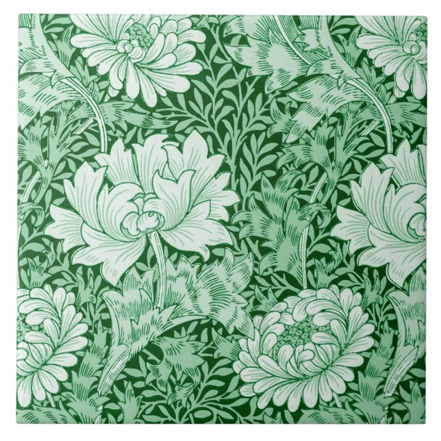 Chrysanthemum Green, William Morris Tile (Front)