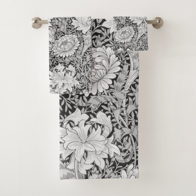 Chrysanthemum Grey, William Morris Bath Towel Set (Insitu)