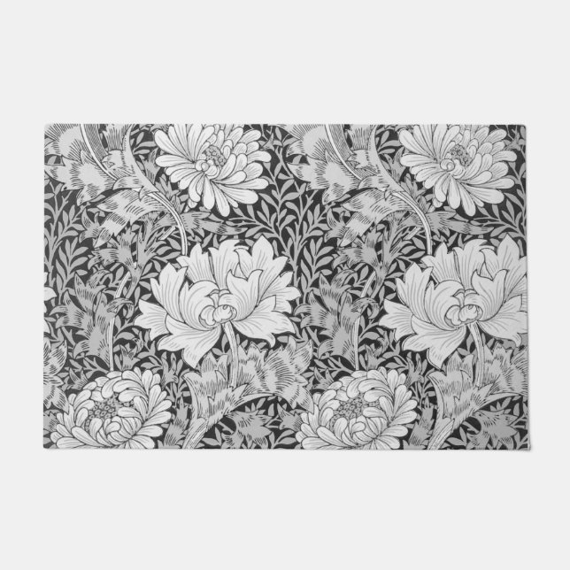 Chrysanthemum Grey, William Morris Doormat (Front)