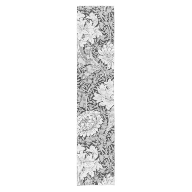 Chrysanthemum Grey, William Morris Short Table Runner (Front)