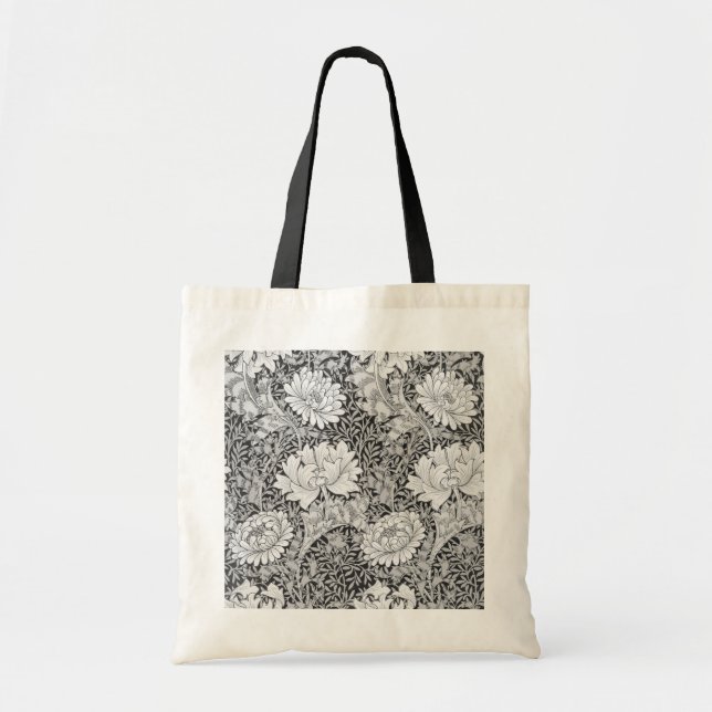 Chrysanthemum Grey, William Morris Tote Bag (Front)
