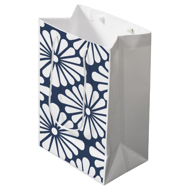 Chrysanthemum [indigo] - Japanese Pattern Medium Gift Bag (Front Angled)