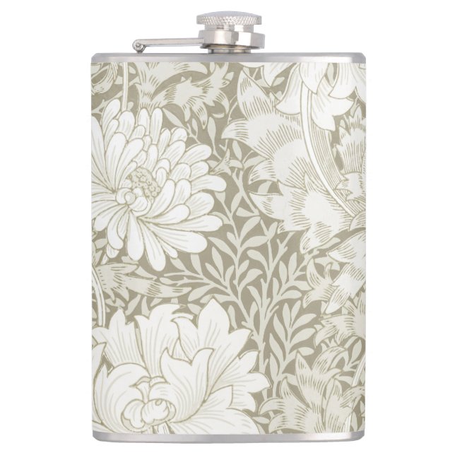 Chrysanthemum Ivory, William Morris Hip Flask (Front)