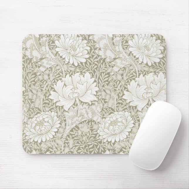 Chrysanthemum Ivory, William Morris Mouse Pad (With Mouse)