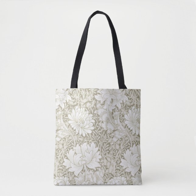 Chrysanthemum Ivory, William Morris Tote Bag (Front)